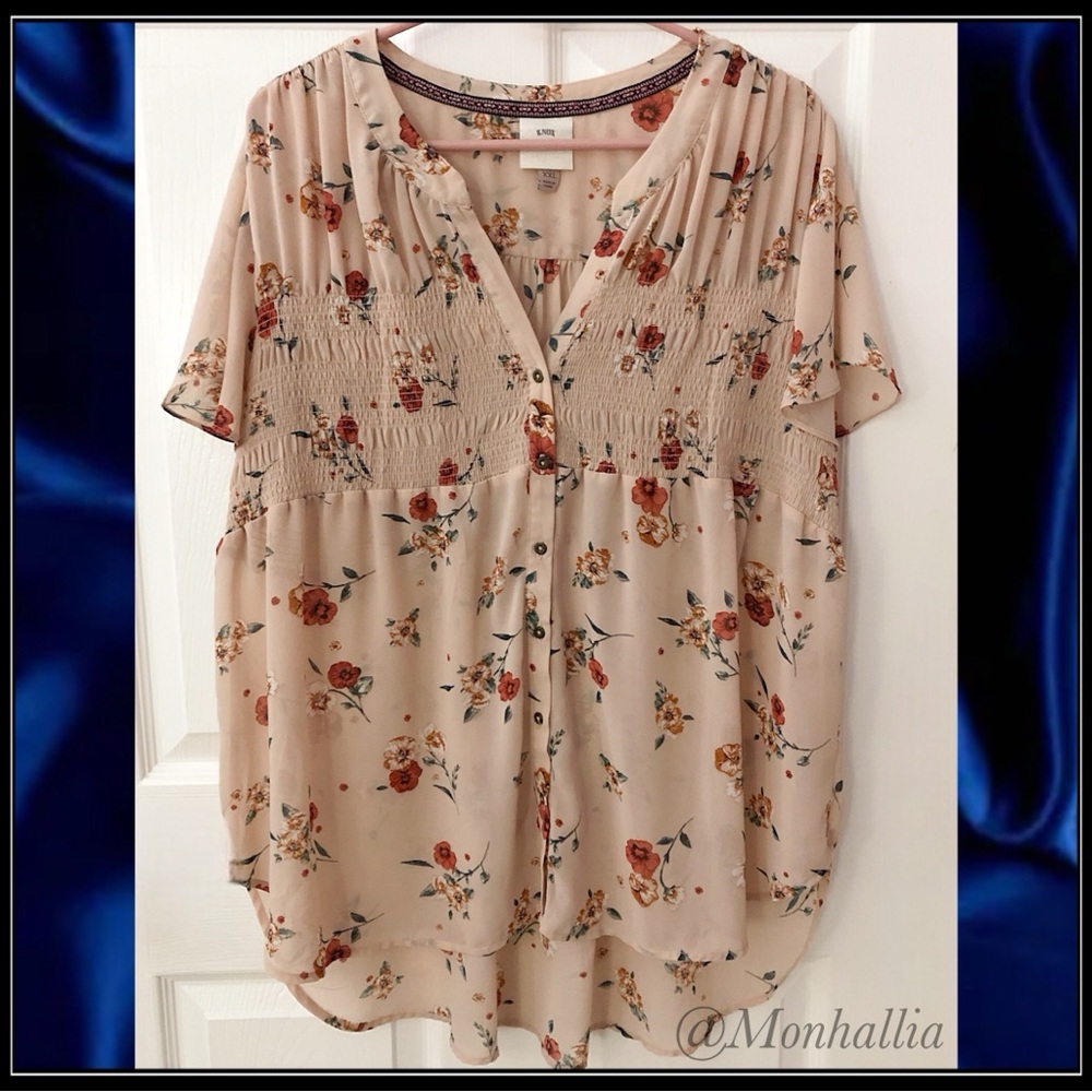 Romantic Rose Empire Baby Doll Floral Ruffle Sleeve Tunic Top Casual Blouse - Picture 4 of 7